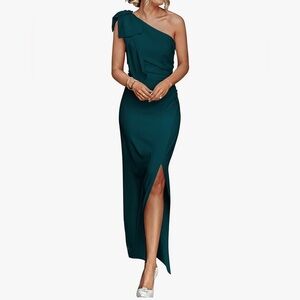 Elegant One-Shoulder Teal Dress